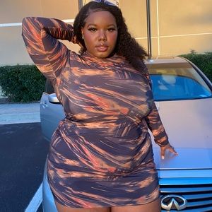 Orange &Black Mini bodycon